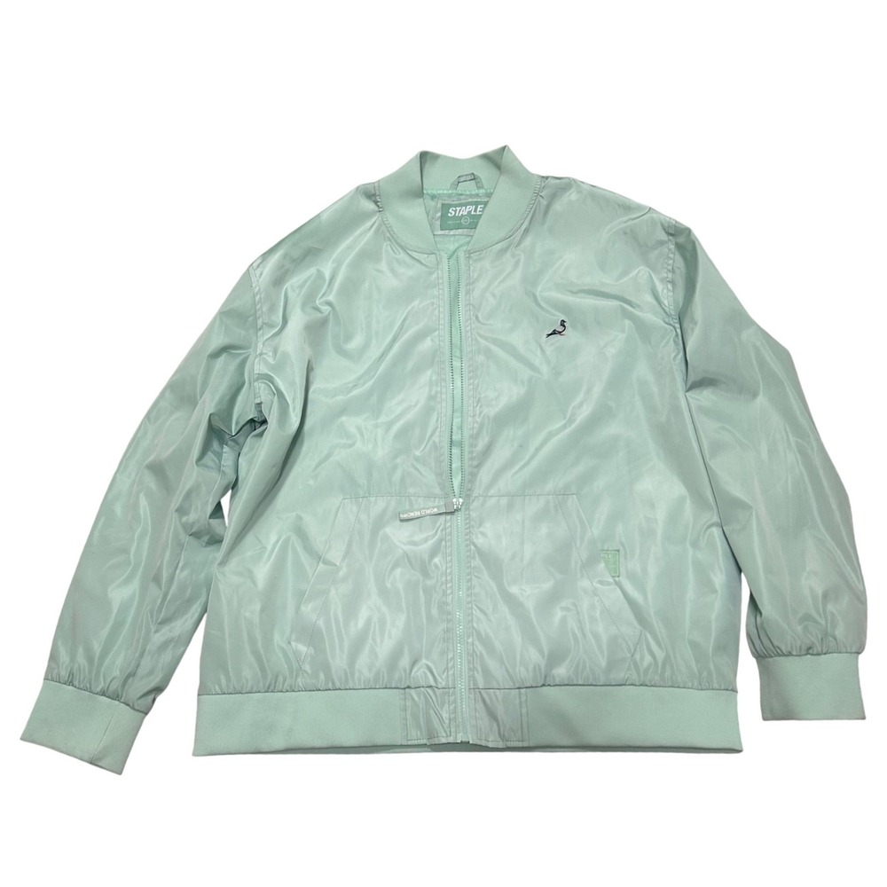 Staple Pigeon Mens Mint Green Bomber Jacket Full Zip Lightweight Streetwear XL